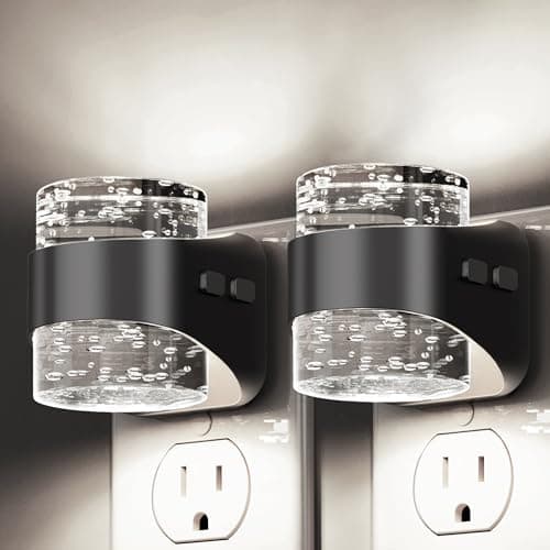 L LOHAS LED Night Light, 2 Pack 5000K Bubble Night Lights Plug into Wall, Acrylic Night Lights with Light Sensor, Adjustable Brightness,Soft White Plug in Nightlights for Rooms Bathroom Hallway - Image 1