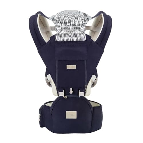 Sharth Baby Carrier with Hip Seat, 6-in-1 Infants & Toddlers (7-41 lbs) Carrier, Fully Adjustable Hip Seat Carrier to Fit All Parents, All-Season Baby Carrier - Dark Blue - Thumbnail 6