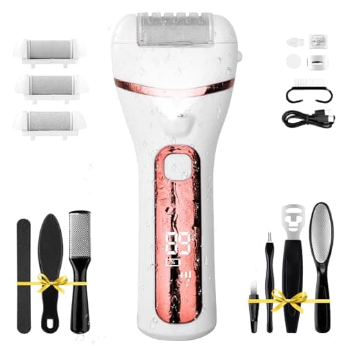 PUBOO Foot Callus Remover Electric 10000 RPM 3-Speed IPX7 Recharge Pedicure Kit for Hard Skin Women & Men Portable Multi-Roller File Grinder Sander Scrubber, LED Display for Wet & Dry Mathers Day Gift - Image 1