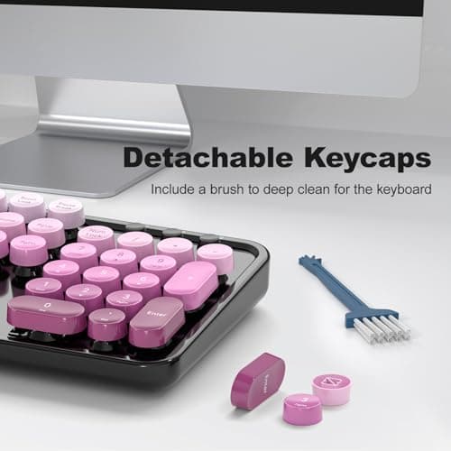 MOFII Wireless Computer Keyboard and Mouse Combo, Typewriter Full Size Keyboard with Number Pad and 2 in 1 USB Connected Mouse for PC Laptop Desktop Windows 7 8 11, Black & Pink - Thumbnail 6