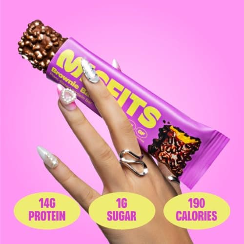 Misfits Vegan Protein Bars - Fudgey Brownie Batter| Nutrition Bars - 14g Protein, 1g Sugar, Plant-based, Low Carb, Non-GMO, Gluten Free Snacks | Pack of 12 - Thumbnail 4