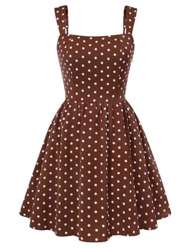 Belle Poque Short Brown Pokla Dot Dress for Women Birthday Party Wedding Guest Mini Dress 2026 Trendy M - Image 1