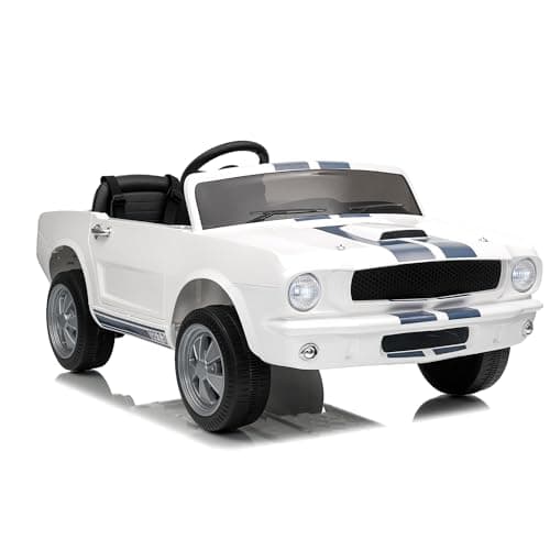 Garvee 24V 2 Seater Ride on Licensed Shelby GT350, Battery Powered Ride on Toys for Kids with Remote Control, Ford Shelby Kids Electric Vehicle 2 Seat, Safety Belt, 2 Speeds, LED Lights, White - Image 1