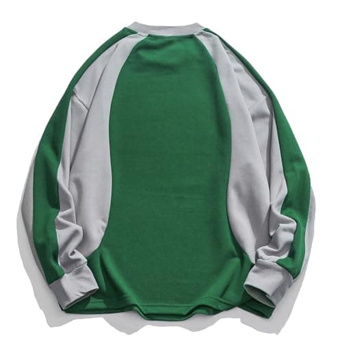 Aelfric Eden Oversized Graphic Sweatshirt for Women Contrast Color Crewneck Long Sleeve Tops Casual Pullover Green Medium - Thumbnail 2