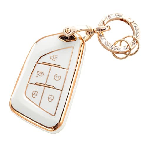 RUABIBAN Key Fob Cover Compatible with Cadillac, Soft TPU Key Case Protection Shell Fit for Cadillac 2020 2021 2022 ATS CT5 CT6 XT4 XT5 XTS 5/6 Buttons Remote Smart Key Protector - Image 1
