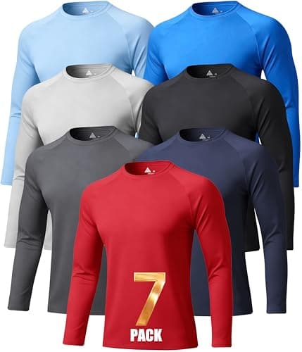 UV Shirts for Men Rashguard UPF 50+ Long Sleeve Shirts Crew Neck Tee Pool Shirt for Men SPF Top for Mens Fast Dry Summer Workout Cool Fishing Shirt