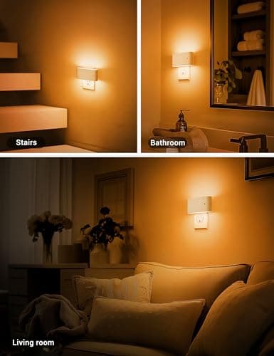 JandCase LED Night Lights Plug into Wall, Amber Night Light with Dusk to Dawn Light Sensor, Dimmable Night Light Plug in [2 Pack], 1800K Amber Nightlight for Bedroom Hallway Kids Room Kitchen - Thumbnail 5