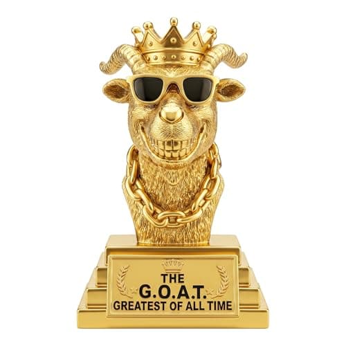 GOAT Trophy Award - Handmade 6" Gold Greatest of All Time Resin Trophy for Fantasy Football Champion,Soccer MVP,Student,Office Employee Recognition,Funny Boss & Coworker Gag Gift,Man Cave Desk Decor - Image 1
