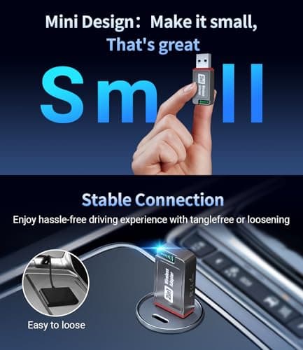 YUHUO 2in1 Wireless Carplay Adapter,2025 Upgrade Mini USB Design for Car Play&Android Auto,Easy Use Fast Stable Connection for iPhone (Grey-Brown) - Thumbnail 2