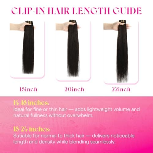 Ve Sunny Black Clip in Hair Extensions Real Human Hair Ombre Remy Hair Clip ins Balayage Clip on Hair Extensions for Women Natural Blend Natural Graying Roots 18 Inch 120g 7pcs - Thumbnail 3