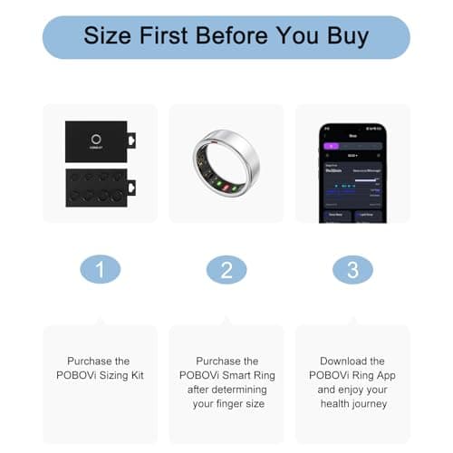 POBOVi Ring OnePlus - Ultra-Thin Titanium Smart Ring - 7 Days Battery Life - Fitness/SPO₂/Stress/HR/Sleep Skin Temperature Tracker - No App Fee - iOS&Android Compatible (Silver,Size 9) - Thumbnail 2