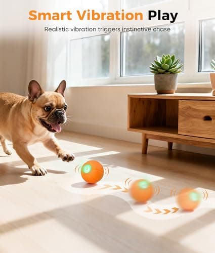 Petbobi Interactive Dog Ball, Moving & Vibrating Automatic Dog Toy, Thick TPU Basketball Design, USB Rechargeable, Washable & Chew-Resistant Self-Moving Dog Toy for Small Medium Dogs - Thumbnail 2