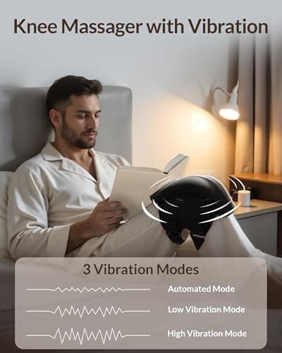 Heycool Knee Massager with Heat and Vibration, Cordless Electric Knee Massager with 3 Heating Levels 3 Massage Modes, Knee Brace Wrap Massager for Knee Muscle Relaxation, Adjustable Straps - Thumbnail 4