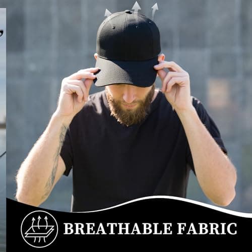 Oeyliz Baseball Cap Hat Men Women Baseball Cap Adjustable Plain Hat One Size All Seasons Running Fishing Workouts Outdoor Activities Black - Thumbnail 4