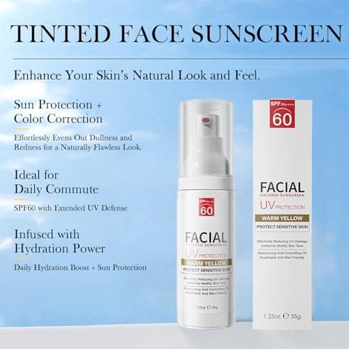 Tinted Sunscreen, Tinted Moisturizer with SPF, Tinted Sunscreen for Face, Tinted SPF 60, Oil Control & Moisturizing Skin Tone Correcting, Radiance Skin, Perfect for Mothers Day Gifts &Beach Must Haves - Thumbnail 2