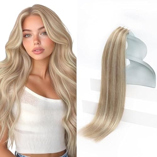 Sunny Hair Tape in Hair Extensions Human Hair, Blonde Highlight Bleach Blonde Tape ins Extensions for Women, 12 Inch 20Pcs 30g, Easy to Install Remy Human Hair