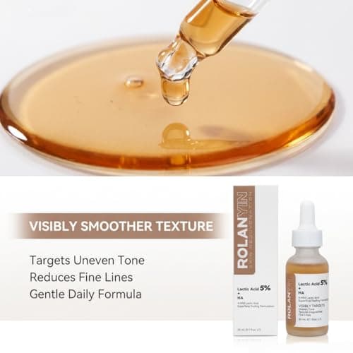 ROLANYIN Lactic Acid 5% + HA Facial Serum for Exfoliating Deep Hydration and Smoothing Skin Texture Nourishing Anti Aging Pore Minimizing Benefits Skin Care - Thumbnail 3