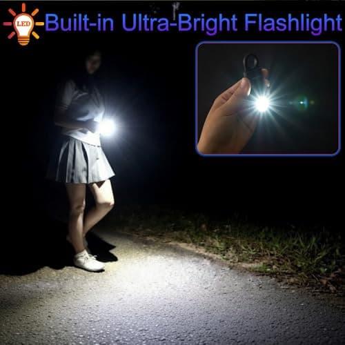 135dB Rechargeable Personal Safety Alarm Built-in Ultra-Bright Flashlight Non Slip Grip Keychain Emergency SOS Siren for Women, Students, Night Runner. Loud Sound Hiking Bear Alerts with Hook. Gold - Thumbnail 4