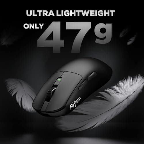RK ROYAL KLUDGE RK M3 Wireless Gaming Mouse, 47g Lightweight Computer Mouse with PAW3950 Optical Sensor, 8K Polling 42000 DPI, Triple Modes PC Game Mice with 5 Programmable Buttons for Win/Mac, Black - Thumbnail 3
