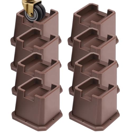 MCXYEM Adjustable Bed Furniture Risers Elevation in Heights Heavy Duty Risers for Both Posts and Wheels of Furniture Sofa Bed Couch Table (Brown 8 Pack, 3 Inch)