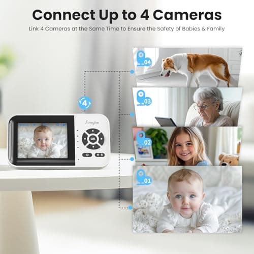 Simyke Smart Baby Monitor with 2 Cameras and Audio,App,Long Range,Night Vision,Temperature Sensor,2 Way Talk, Feeding Clock and lullabies,Home Use - Thumbnail 6
