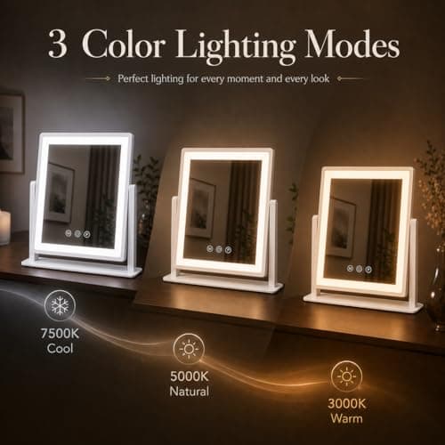 DECADENCE 14.1 Inch LED Vanity Makeup Mirror with Lights for Women and Mom, 10X/5X Detachable Magnifiers, 3 Color Modes, Dimmable Touch Control, 360 Degree Rotation, Tabletop Cosmetic Mirror - Thumbnail 4