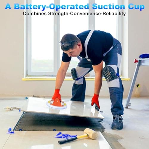 SONEE Electric Suction Cup, 8"-600 lbs Max Load Vacuum Suction Lifter, Digital Display, Auto Start Pump, Detachable Battery, Suction Cup Tool for Glass, Granite, Tile, Metal, Windshield (Orange) - Thumbnail 4