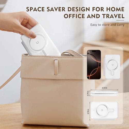 Magnetic Wireless Charger for iPhone: 3 in 1 Travel Charging Station for Apple Devices for iPhone 17 Air 16 15 14 13 12 Pro Max Plus - Foldable Charging Pad for Apple Watch Series & Airpods 4 3 2 Pro - Thumbnail 6
