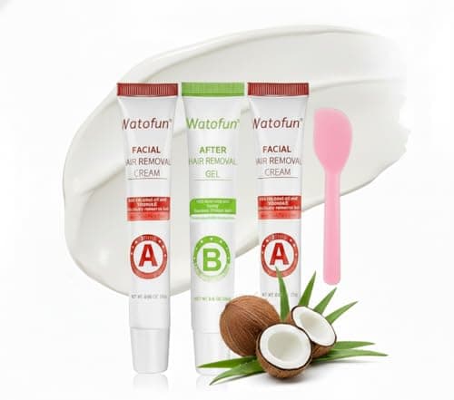 Watofun Facial Hair Removal Cream for Women, Gentle Plant Formula for Sensitive Skin with Soothing Aloe Gel, 3 Min Painless Flawless Depilatory Cream Removes Hair from Chin, Upper Lip and Sideburns - Image 1