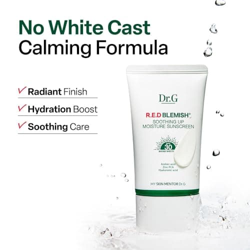 Dr. G R.E.D. Blemish Soothing Up Moisture Sunscreen - Korean Sunscreen with No White Cast - Broad Spectrum SPF for Sensitive Skin - Non-Greasy - With Hyaluronic & Azelaic Acid - 1.69 fl oz - Thumbnail 2