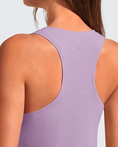 G4Free Athletic Tops for Women with Side Ruched Loose Fit Razor Back Workout Tanks Soft Comfy Muscle Running Top (Light Purple,L) - Thumbnail 2