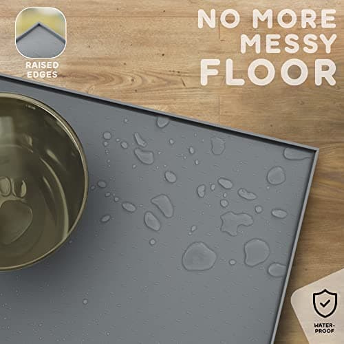 PetHappily Dog Food Mat - Raised Edges Dogs Mat for Food and Water Prevent Spill, Waterproof Cat Food Mats Protect Floors, Easy Clean Dog Bowl Mats for Food and Water, Silicone Pet Feeding Placemats - Thumbnail 5