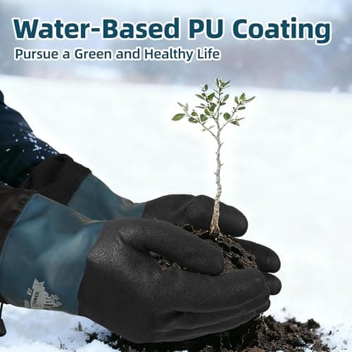 Schwer 100% Waterproof Winter Work Gloves, Long Freezer Glove with Water-based PU Coating, Ultimate Warmth, Non-Slip, Thermal Glove for Outdoor Activities & Daily Work, Hiking, Camping, Washing, L - Thumbnail 6