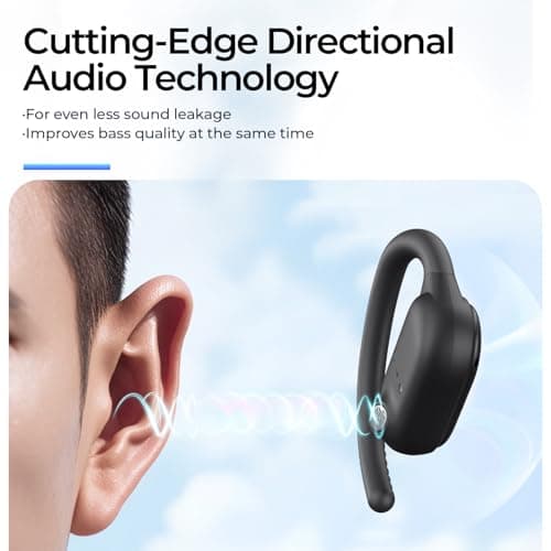 havit Open Ear Headphones, Over Ear Earbuds Bluetooth 5.4 Headphones, Comfort Fit Lightweight, Mic Clear Calls, 64H Playtime, IPX5 Waterproof Earhook Earbuds for Running, Cycling Workouts, Grey - Thumbnail 3