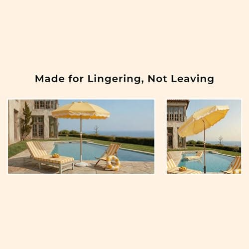 DEER LAND 6FT Patio Beach Umbrella for Outdoor, UPF 50+ Sun Shade for Patio, Backyard, Garden, Pool and Beach, Tilt Adjustable, Portable, Harbour Cypress Green, Harbour Mimosa - Thumbnail 3