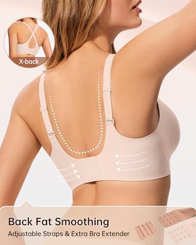 LetsJoli Jelly Bras for Women Wireless No Underwire Seamless Support Comfortable Tshirt Bras Early Fall Fashion(Creamy Skin,2XL) - Thumbnail 4