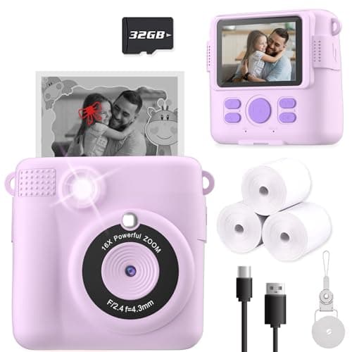 ESOXOFFORE Instant Print Camera for Kids, Christmas Birthday Gifts for Girls Boys Age 3-12,Kids Digital Cameras for Toddler, Portable Toy for 3 4 5 6 7 8 9 10 Year Old Girl with 32GB SD Card-Purple - Image 1