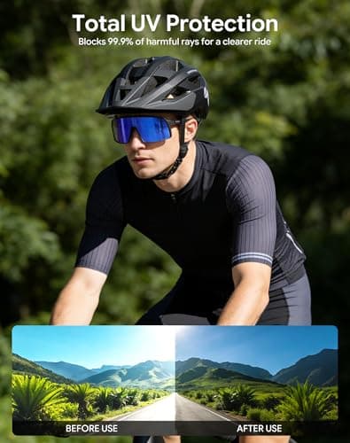 InnerKing Adult Bike Helmet and Cycling Sunglasses Set, Safety Certified Mountain Bicycle Helmet with UV Protection Glasses & Rear Light, Commuting Road Bike Helmet with Visor for Men Women - Thumbnail 3