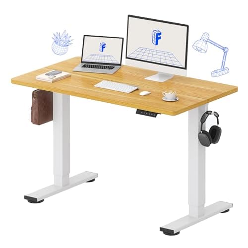 FLEXISPOT Standing Desk Electric Height Adjustable Desk with 48 x 24 Inches Splice Board, Ergonomic Memory Controller, Maple Top + White Frame