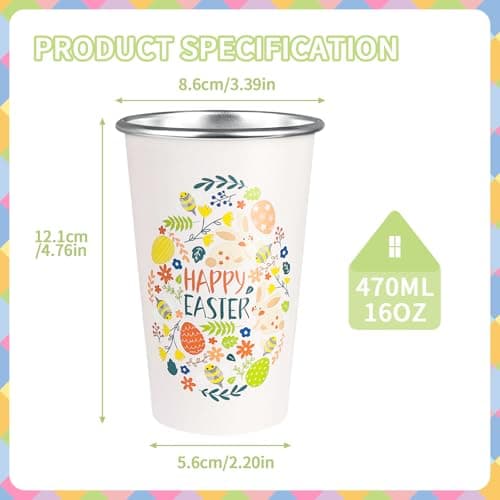 TJ Easter Bunny Cups Color Changing Aluminum Metal Cups Set of 6, 15 oz, Easter Party Cup Set Aluminum Drinking Cups,Great Easter Decoration for Parties, Camping, Easter Gifts for Kids - Thumbnail 5