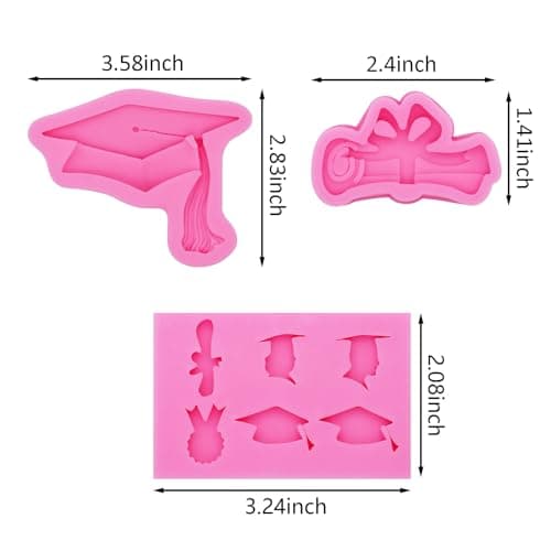 Graduation Candy Chocolate Molds 2026 Graduation Party Favors Congratulations Congrats Grad Cake Cupcake Toppers Decorations Silicone Candy Melts Fondant Cookie Cake Pop Gummy Molds for Baking, 6 Pcs - Thumbnail 4