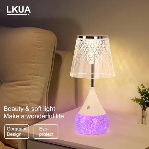 LKUA 7-Color Changing LED Night Light - Soothing Mood Lamp for Bedroom, Living Room & Office - Relaxing Flashing Glass Decoration Light ((Decorative Art)) - Thumbnail 2