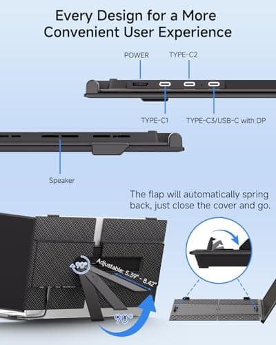 Laptop Screen Extender Ultra Portable, 14" 1080P 1.31lbs FHD Low Blue Light Portable Monitors for Laptop, Plug & Play Dual Screen Monitor for Laptops, Travel Extra Monitors for Laptops for Windows/Mac - Thumbnail 6
