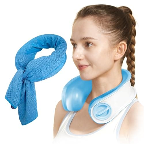samply Reusable Ice Packs for Neck and Shoulder, Cold Compress, Relief of Pain, Swelling, Sprains, Office Pressure, Wearable Neck Cooler Towels of Cooling Wraps for Hot Weather,Ice Blue - Image 1