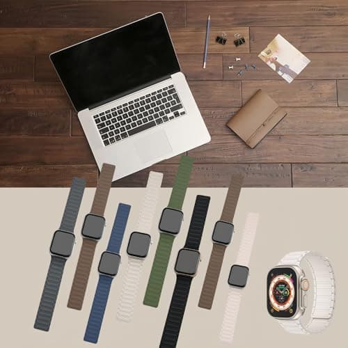 Magnetic Band Compatible with Apple Watch Ultra 3/2/1 Band for Men 38mm 40mm 41mm 42mm, Silicone Sport Waterproof Loop Strap Magnet Link for iWatch Series SE 11 10 9 8 7 6 5 4 3 2 1 - Thumbnail 4