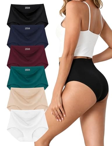 MCOWOD Womens Underwear, Seamless Underwear for Women, No Show Briefs Panties, Size L, Multicolor, 6 Pack - Image 1