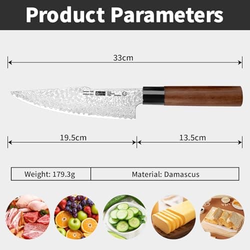 Plys Damascus Chef Knife Professional Kitchen knives - Thumbnail 4