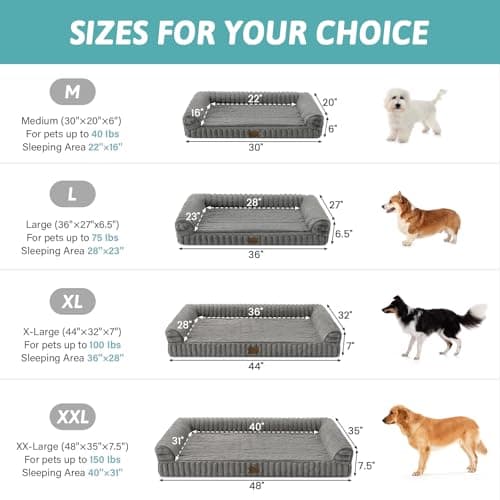 COZY KISS Ultra Soft Faux Rabbit Fur Dog Bed for Small Dogs – 30"x20" Orthopedic Foam Couch, Removable Washable Cover & Waterproof Lining, Grey - Thumbnail 2