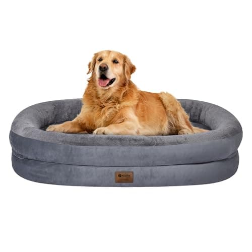 WOZOKE Orthopedic Dog Bed for Large Dogs, Waterproof Dog Bed for Large Size Dogs with Bolsters, Egg Crate Foam Sofa Bed with Washable Removable Cover & Non-Slip Bottom, Dark Grey - Image 1