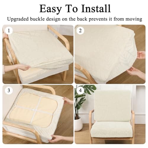 HEBE Stretch Patio Cushion Covers Set 8pcs,Waterproof Outdoor Couch Covers Replacement,Washable Reusable Seat Cushion Slipcovers for Patio Furniture Protector,Chair Cushion Cover - Thumbnail 6